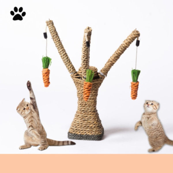 Carrot climbing frame sisal rope scratching toy, Modern Cat Scratcher, Wood Cat Scratcher, Cat Toy Interactive Furniture for Him,