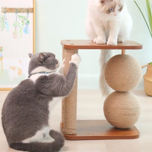 Wooden Stand  Cat Scratching Post, Wall Cat Scratcher, Modern Cat Scratcher, Wood Cat Tree, Cat Toys Interactive Furniture, Cat Lover Catnip