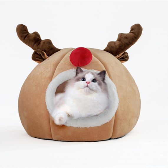 Christmas Reindeer Cat Bed Cave Wool Hanging Cat Cave Cat Bed