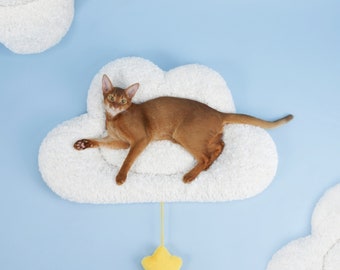 Wolken-Katzenbett-Höhle, moderne Wollkatzenbett, Katzenzwinger-Haus Innen, an der Wand befestigtes Katzenbett, Katzen-Hängematte-Haustier-Bett, Haustier-Geschenk für ihn und sie, Hundespielzeug