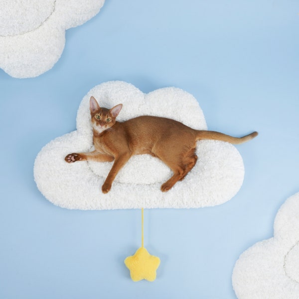 Cloud Cat Bed Cave, Modern Wool Cat Bed, Cat Kennel House Indoor, Wall Mounted Cat Bed, Cat Hammock Pet Bed, Pet Gift for Him & Her, Dog Toy