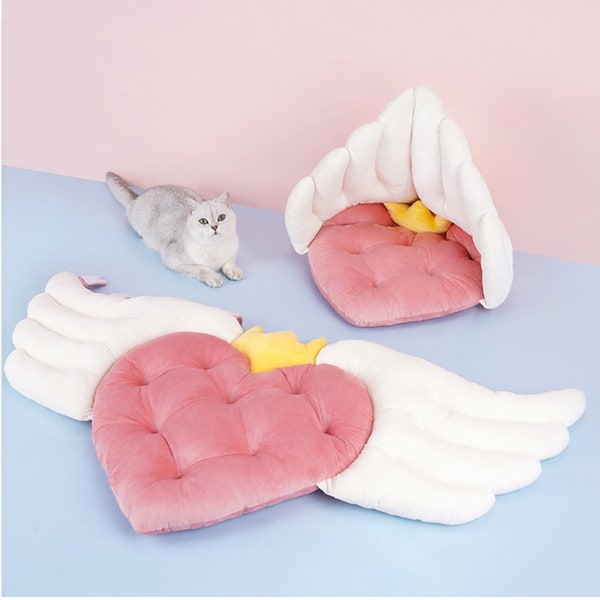 Angel Wings Love Cat Bed Pattern, Felted Cat Cave, Wool Cat Bed, Pet Gift for Him, Cat Interactive Toys, Small Dog Bed, Cat Window Perch