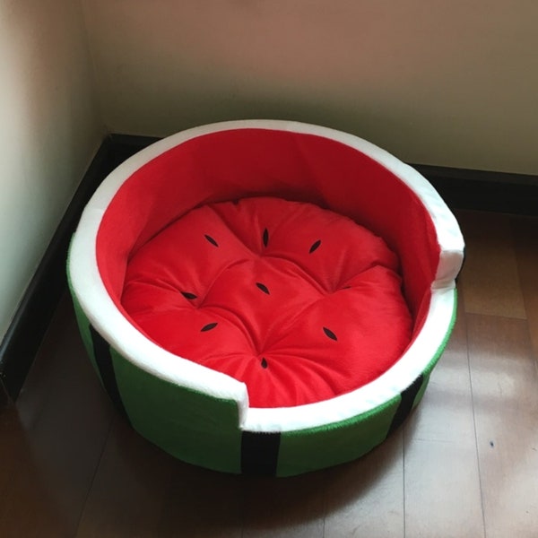 Watermelon Cat Bed Pattern, Felted Cat Cave, Wool Cat Bed, Pet Gift for Him, Cat Toys, Small Dog Bed, Cat Window Perch, Warm Tunnel for Cats