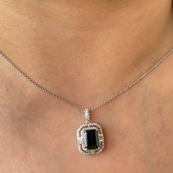 2.75 CT Solitaire Necklace Gold Black Spinel Necklace | Etsy
