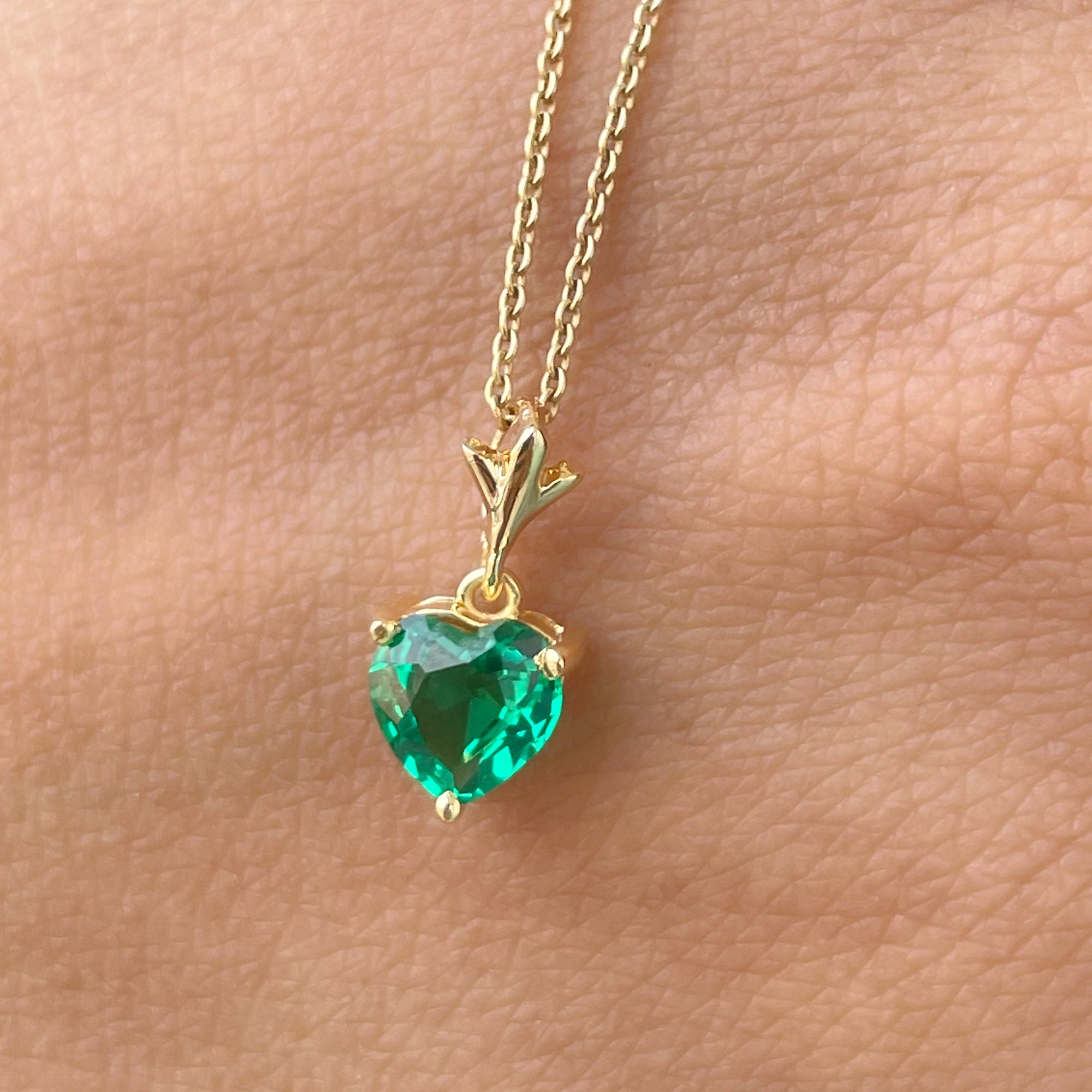 Created Emerald Heart Necklace for 