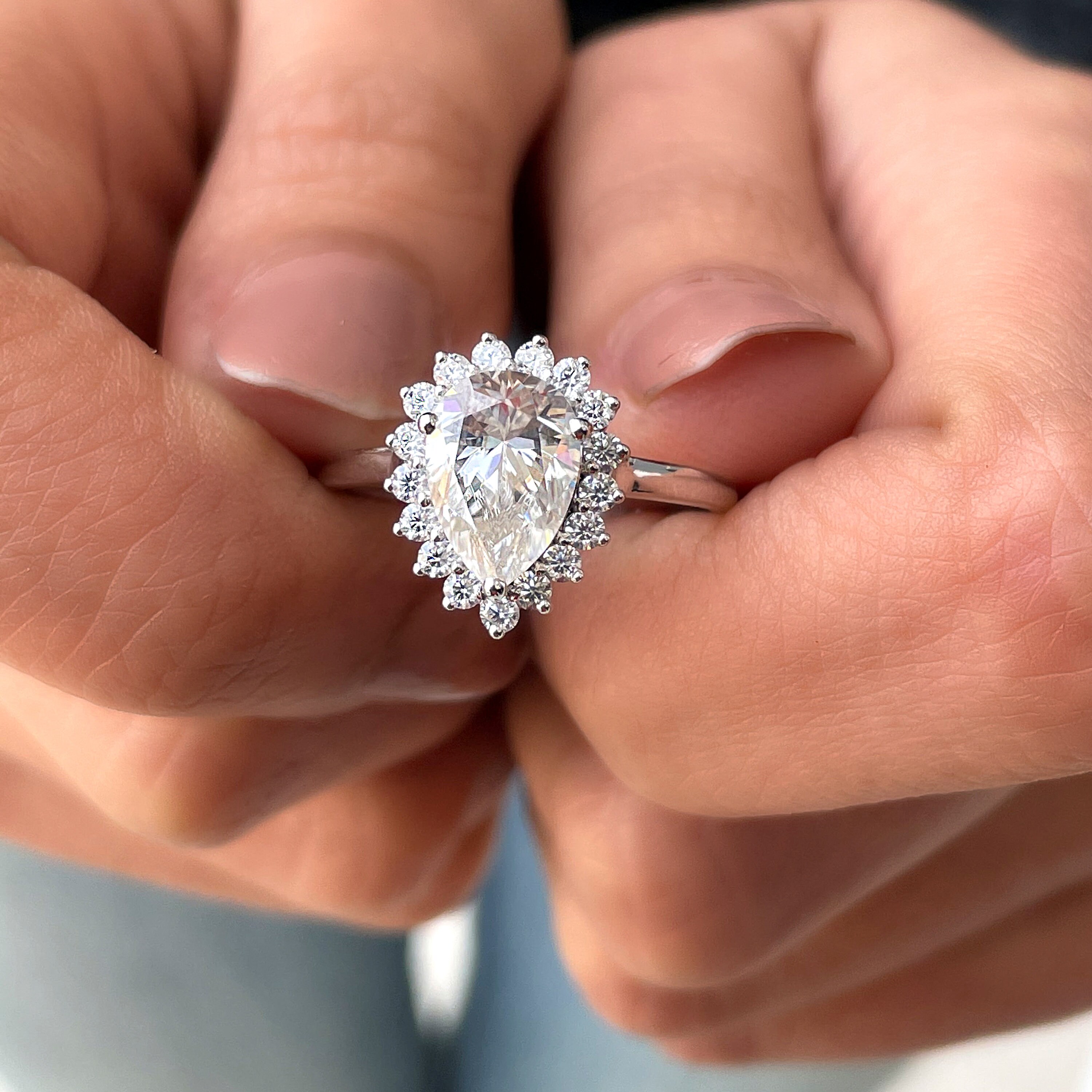 2.5 CT Solitaire Moissanite Ring Teardrop Moissanite Ring Etsy