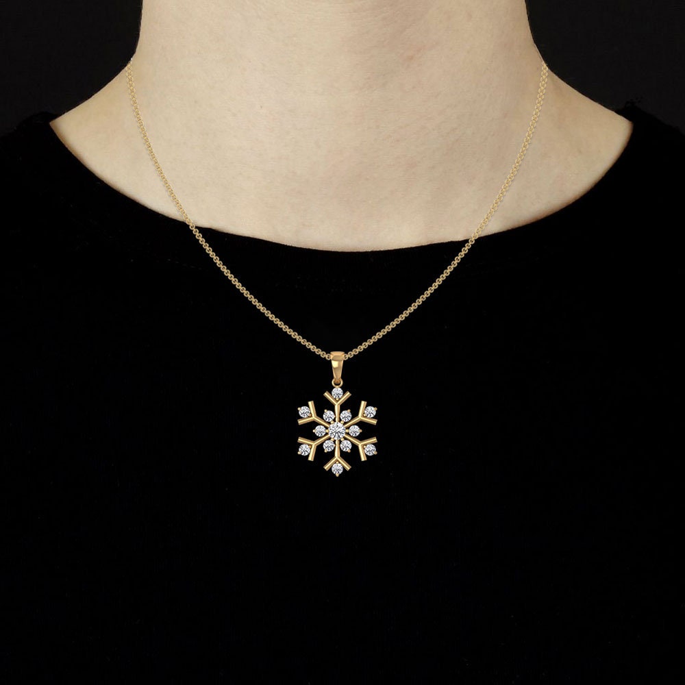 Minimalist Snowflake Pendant Dainty Diamond Cluster Necklace | Etsy