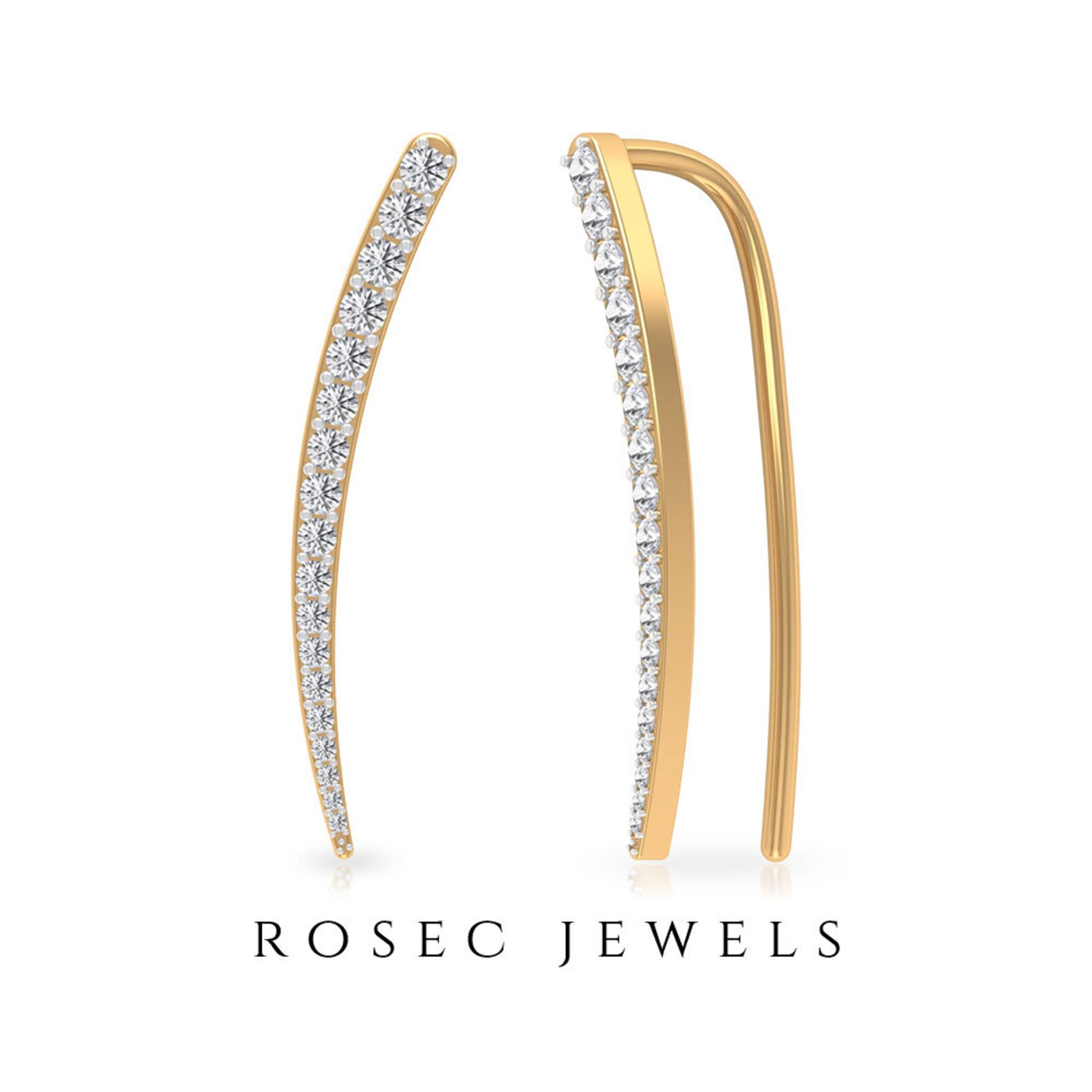 1/2 CT Diamond Climber Earrings Designer Earrings Ear Etsy