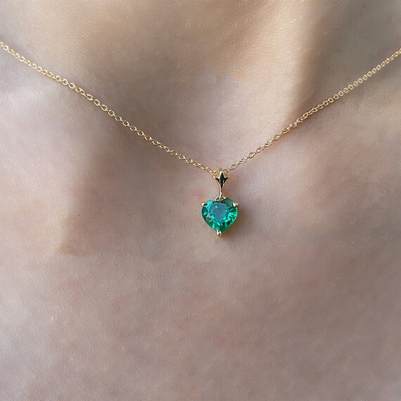 Created Emerald Heart Necklace for 