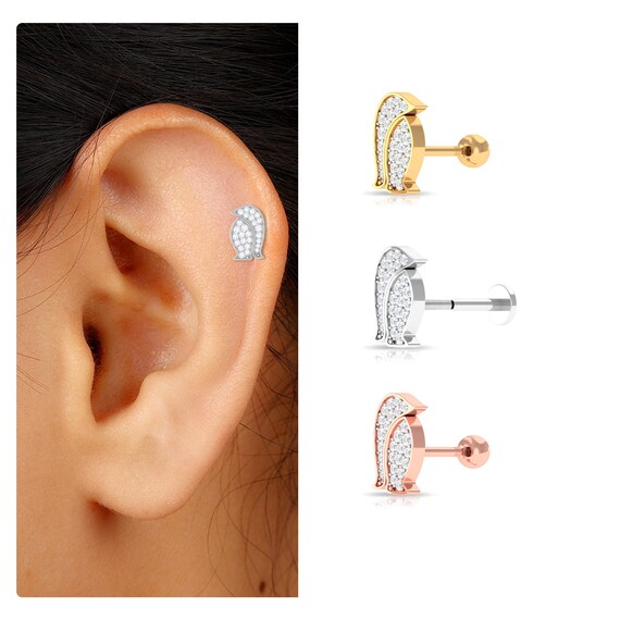 Black Diamond Penguin Stud Earrings 1/4ct 14k White Gold Black Diamond Penguin Stud Earrings 1/4ct 14k White Gold
