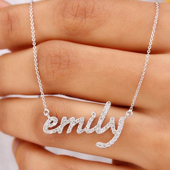 Natural Diamond Name Necklace for Women 