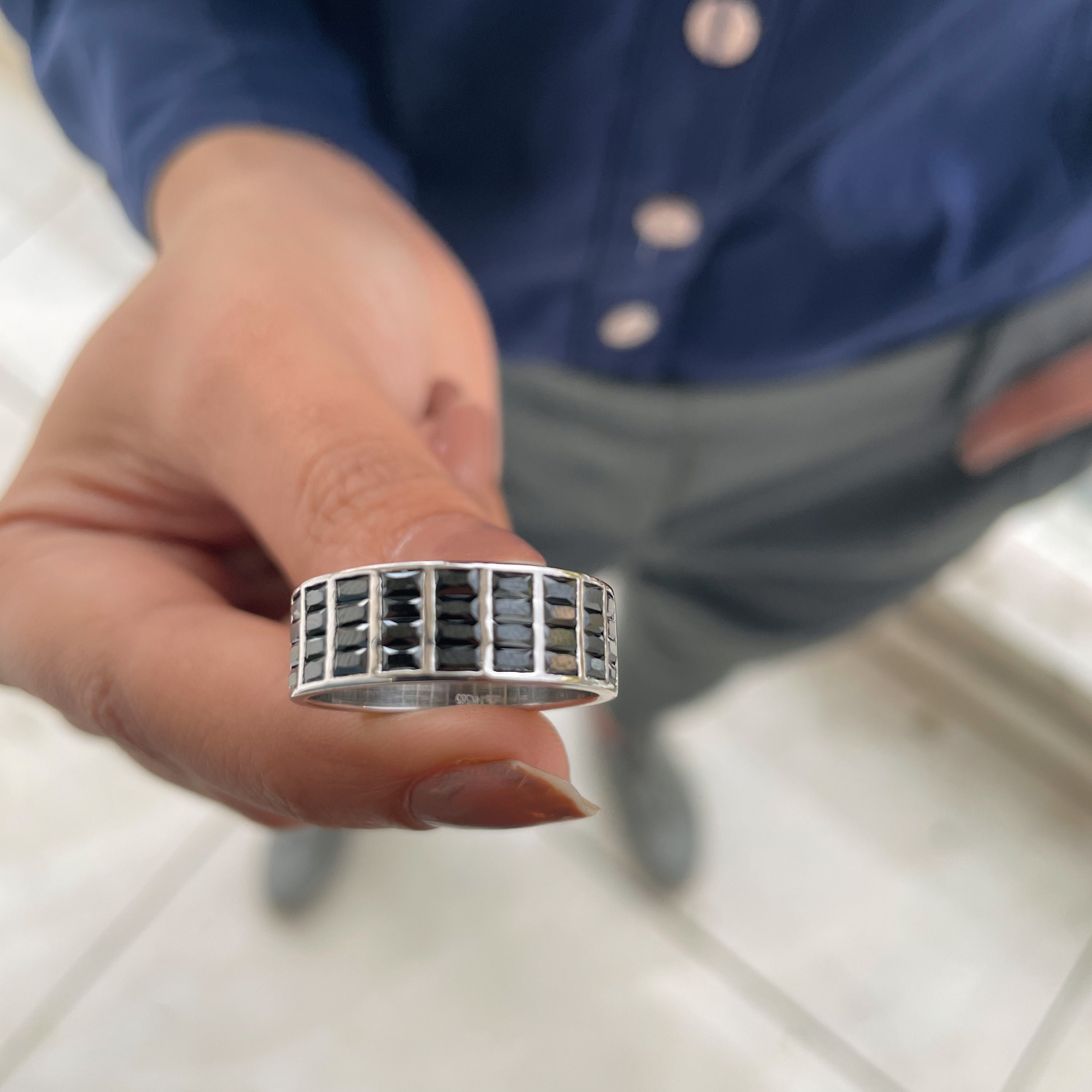 Thick Eternity Band 2.25 CT Lab Created Black Diamond Ring | Etsy