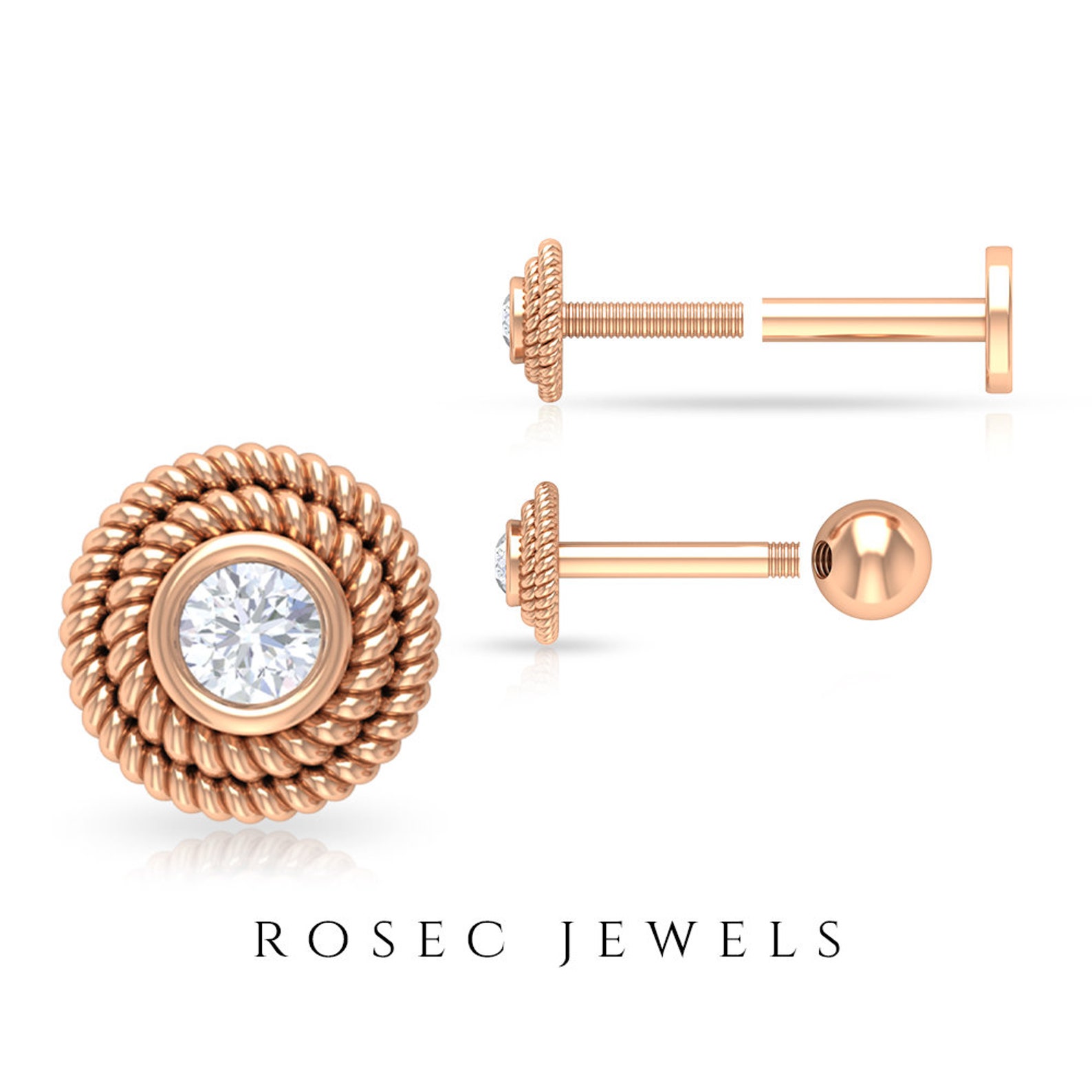 diamond helix stud earring