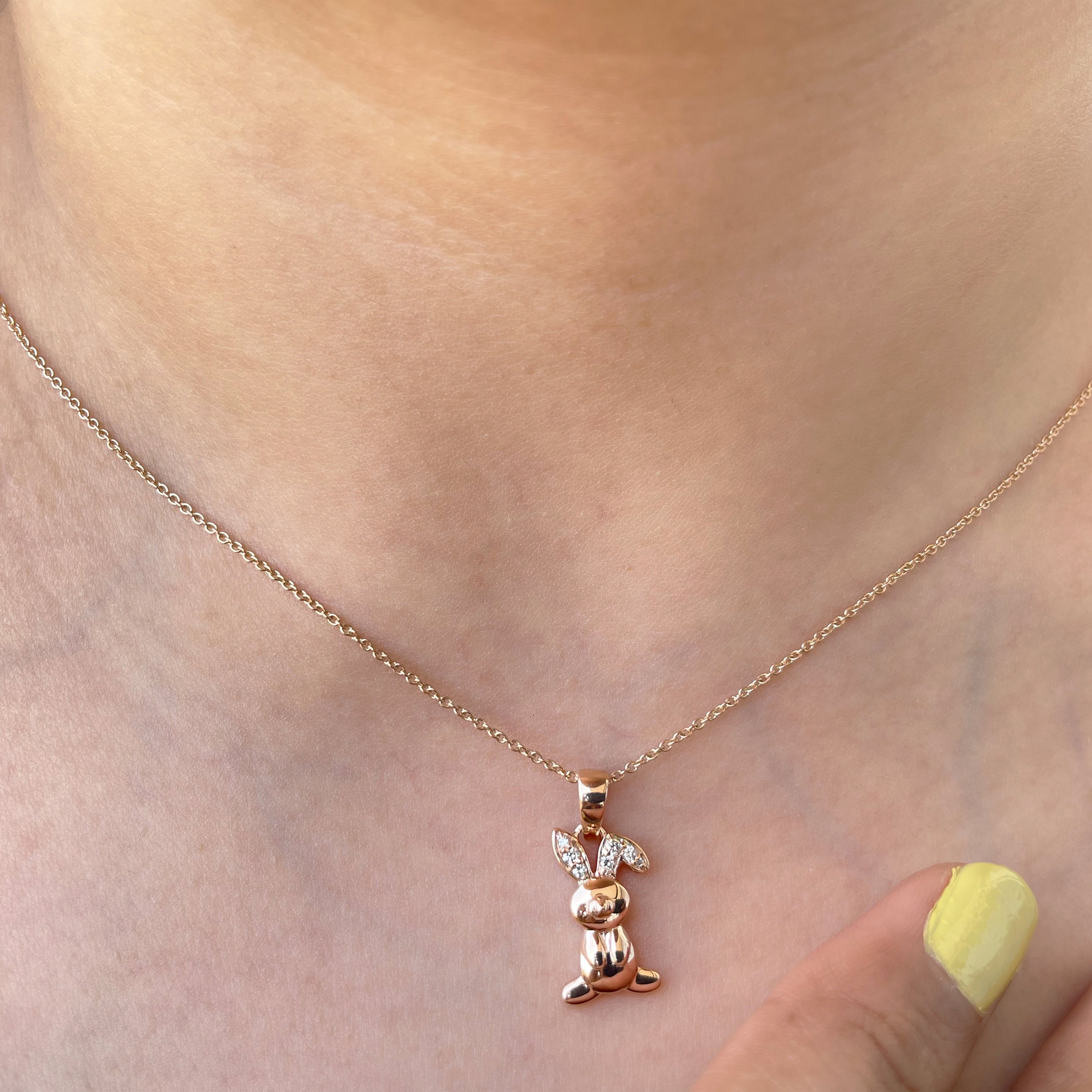 Rabbit Necklace Diamond Necklace for Women Animal Jewelry Etsy