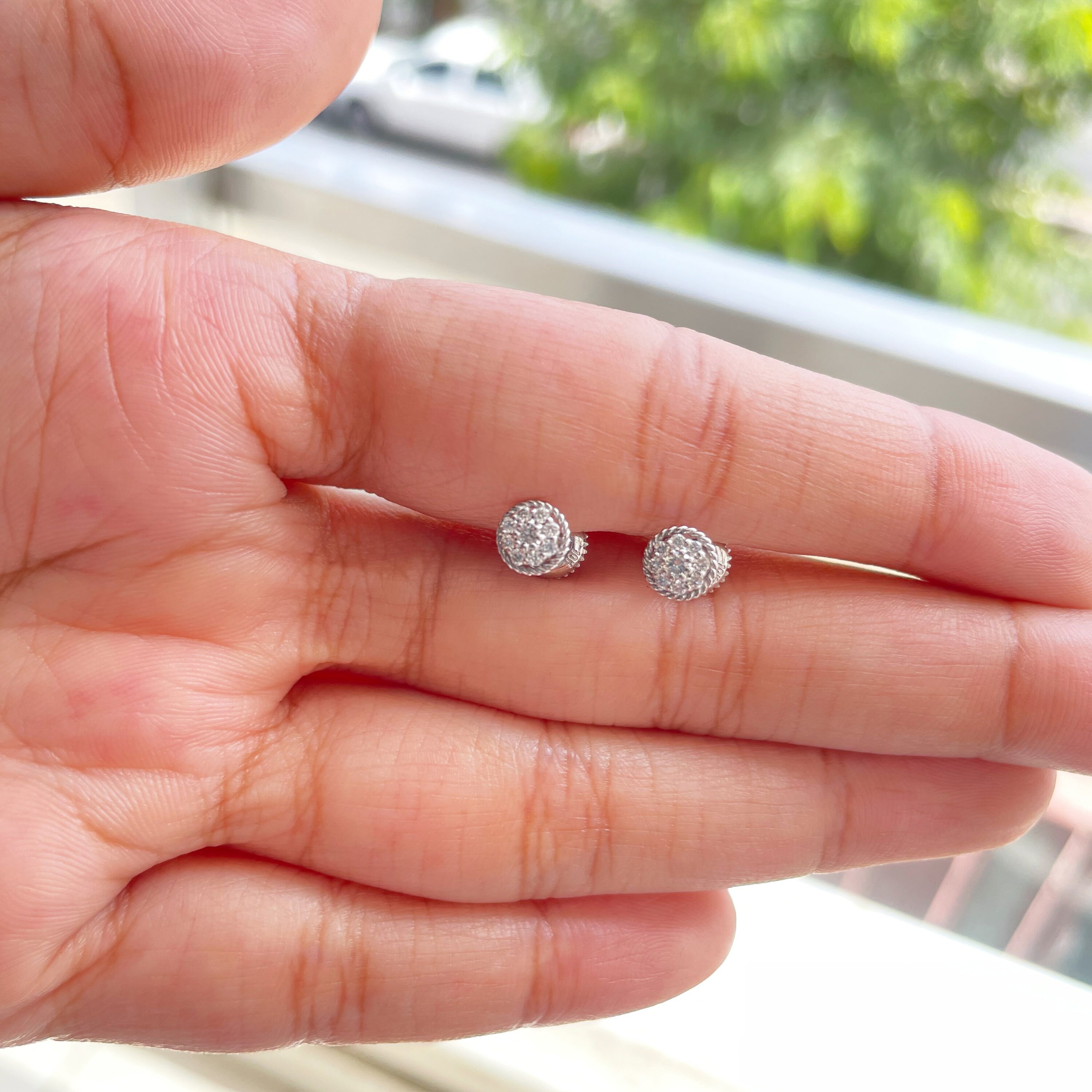 Diamond Cluster Earrings Twisted Rope Earrings Diamond Stud Etsy