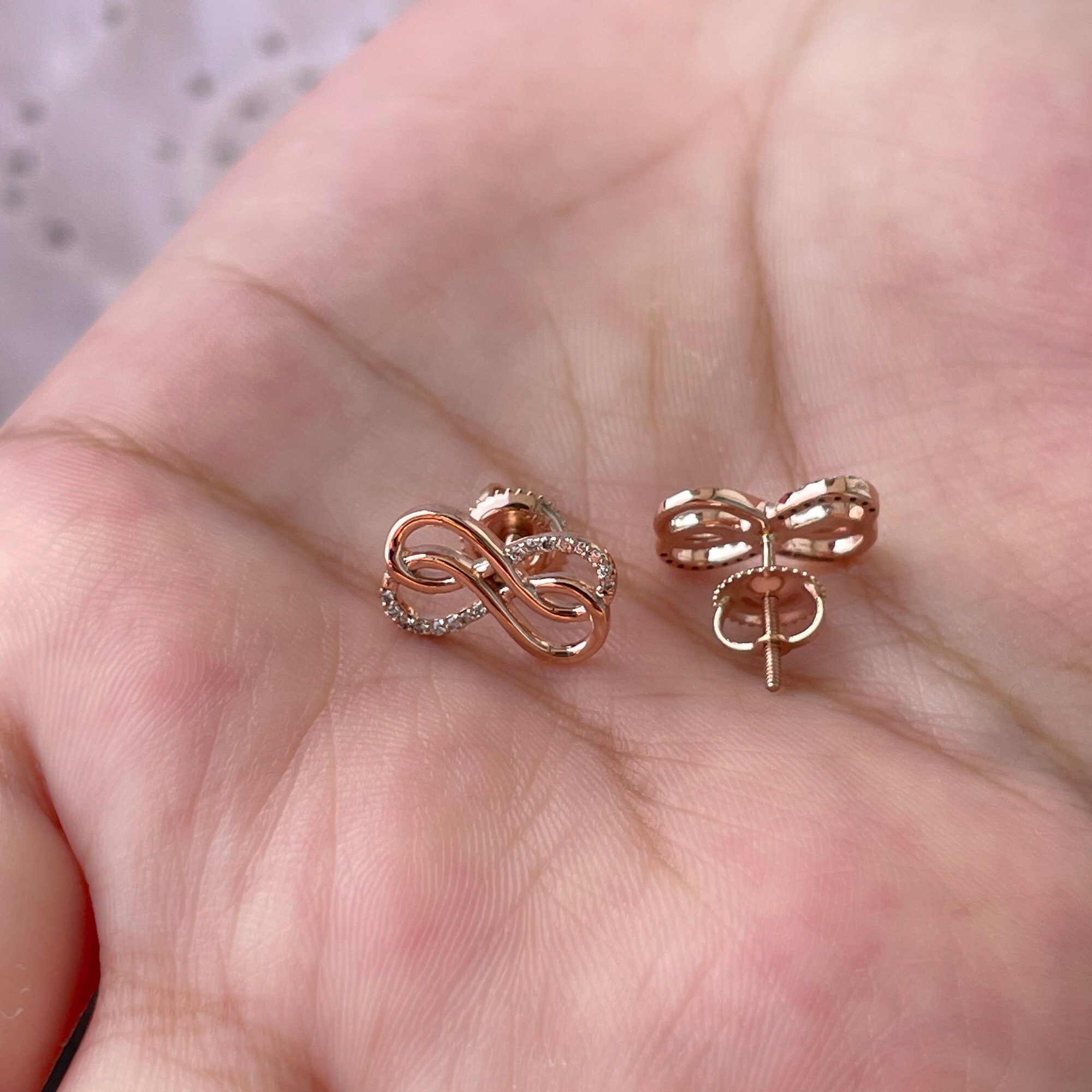 Infinity Stud Earrings Infinity Jewelry Women Diamond Stud Etsy