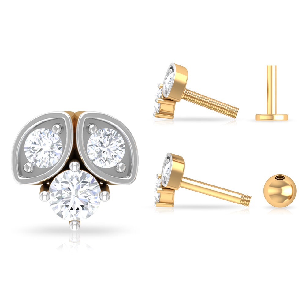 trio diamond stud earrings