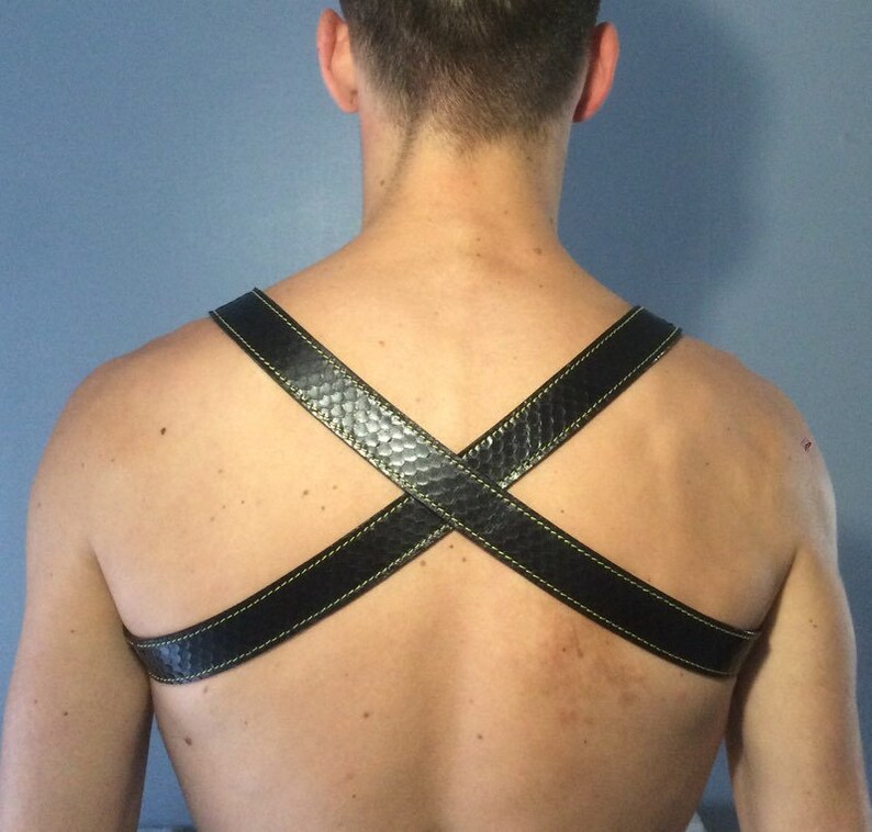 Stylish harness leather black and yellow