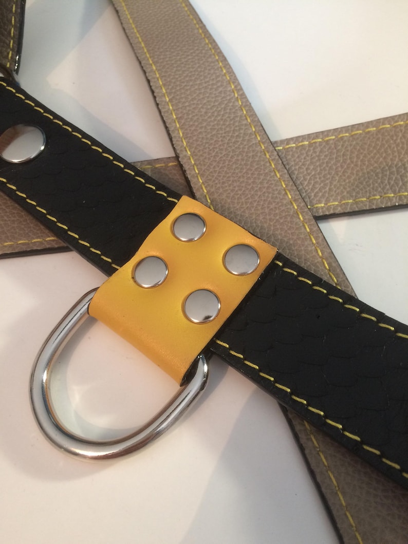 Stylish harness leather black and yellow