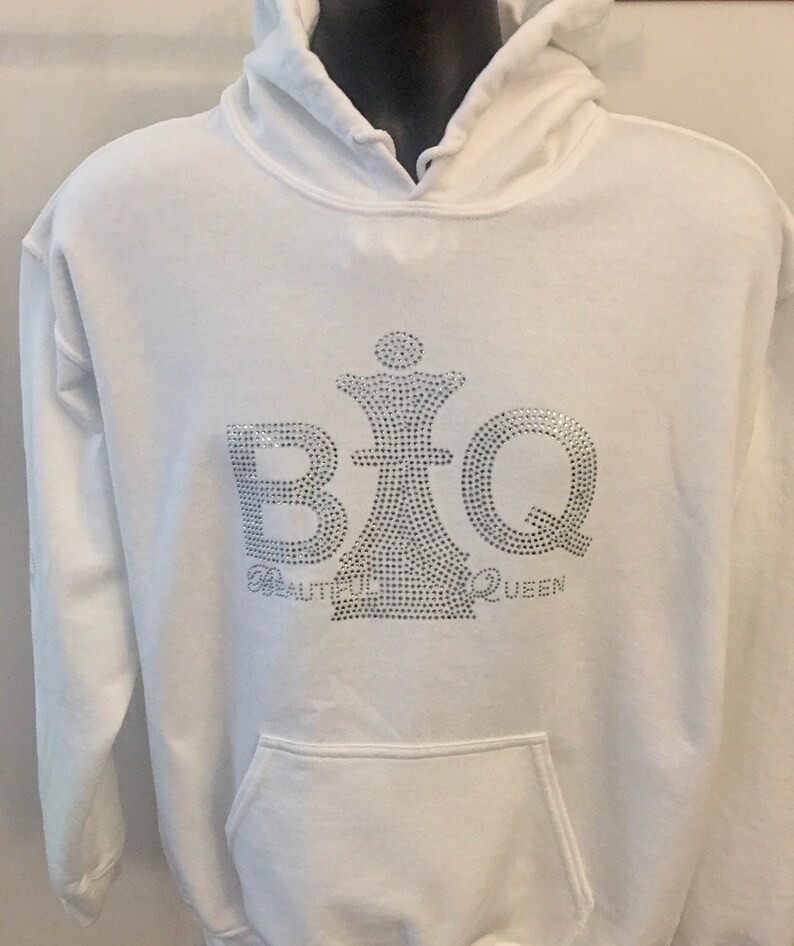 Beautiful Queen BQ Royal-Tees,Rhinestone Hoodies,Hoody for Women,Gifts White Black Adult Hooded Sweatshirt,Ladies Hoodies