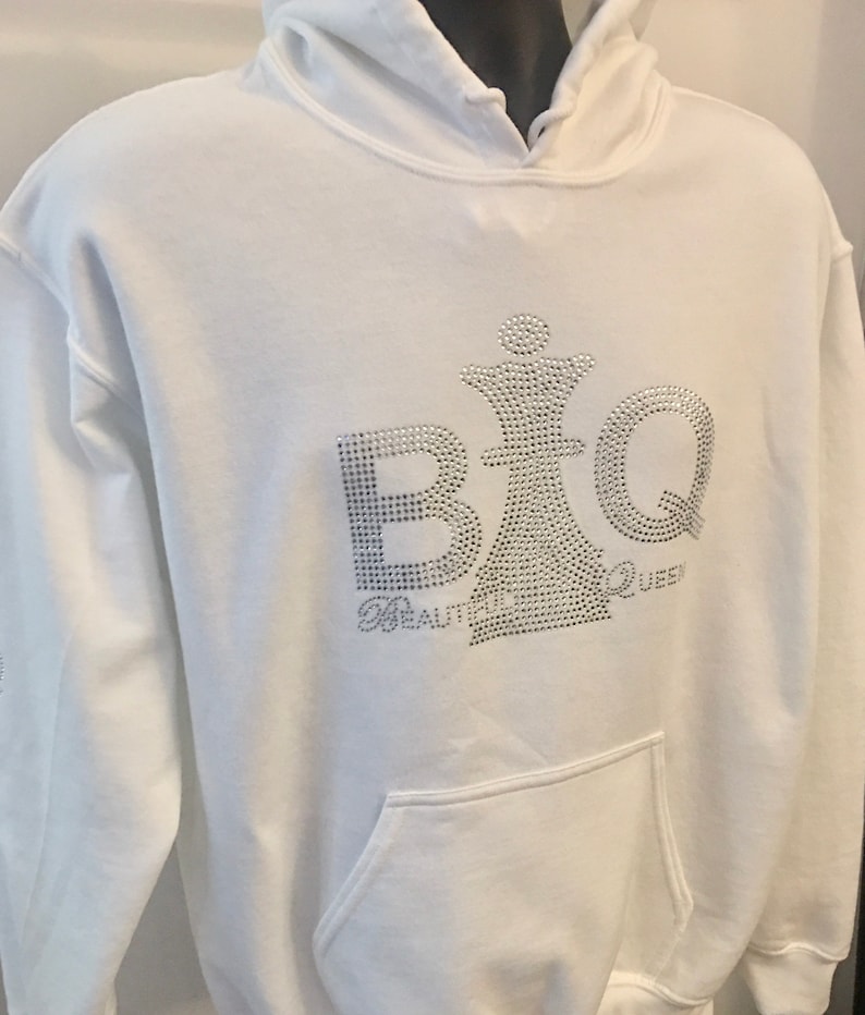 Beautiful Queen BQ Royal-Tees,Rhinestone Hoodies,Hoody for Women,Gifts White Black Adult Hooded Sweatshirt,Ladies Hoodies