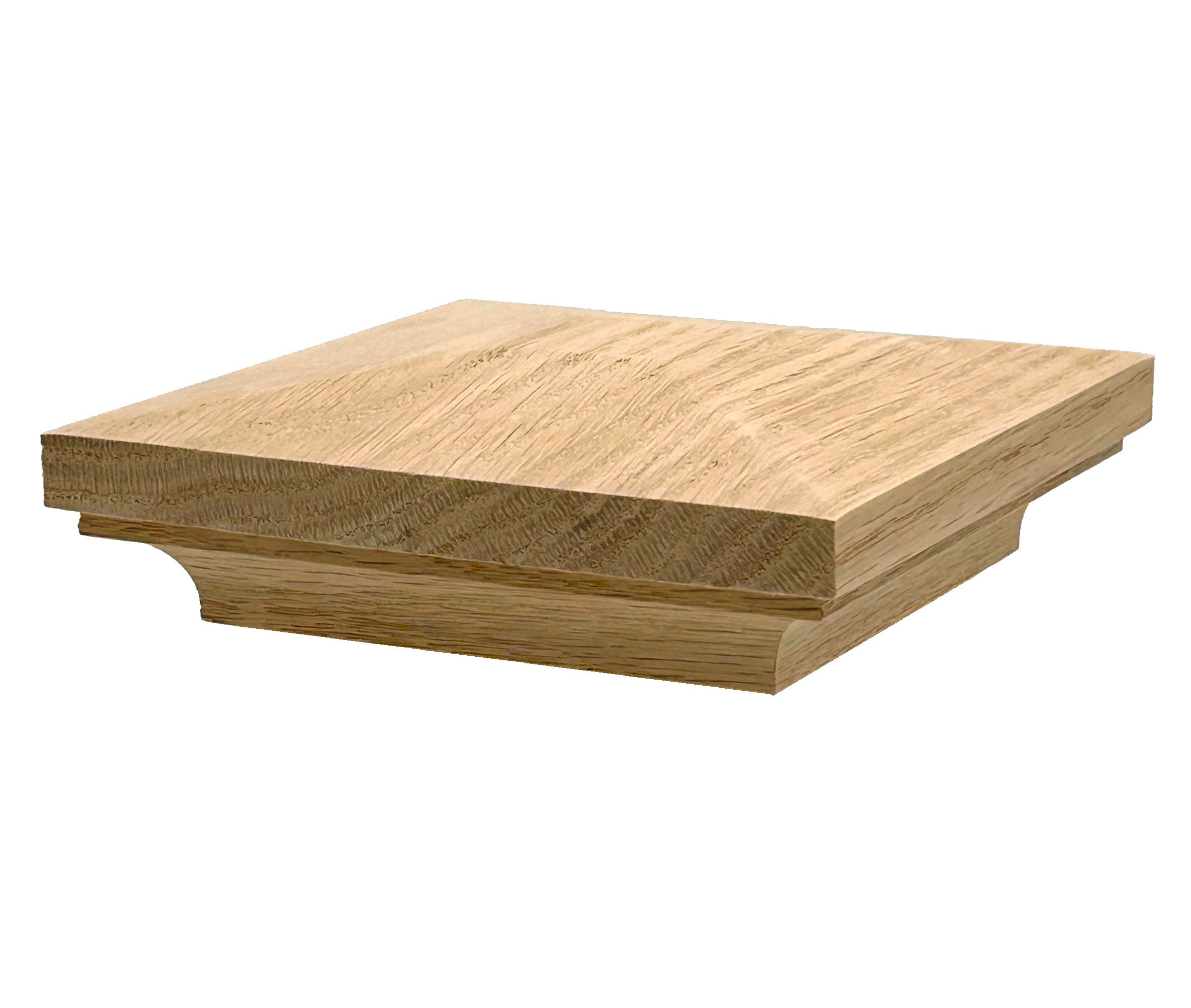 Square Staircase Posts Flat Peak Newel Cap for Square Stair Posts, Hardwood | 3 1/2
