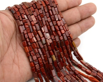 Red Jasper Beads Strand, 100% Natural Gemstone, Rectangle Beads, 13 Inch, Glitter Smooth, Loose Beads, Wholesale Lot, Gemstones Jewellery