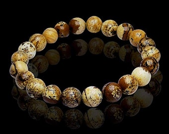 100% Natural Picture Jasper Bracelet, Gemstone Beads, 6mm,8mm Round, Healing Calm, Glitter Rare Bracelet, Gemstone Jewellery, Wholesale Lot