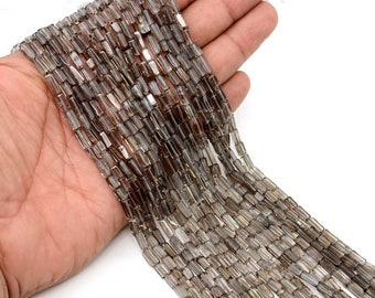 Smokey Quartz Beads, 100% Natural Gemstone Beads, Rectangle Beads, 13 Inch Strand, Flash Smooth Loose Beads, Gemstone Jewelry, Wholesale Lot