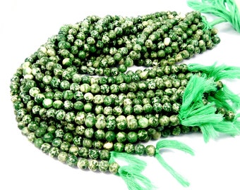 100% Natural Green Spot Jasper Beads Strand, Loose Gemstone Beads, 6mm Beads, 13 Inches, Flash Smooth Beads, Gemstone Jewelry, Wholesale Lot