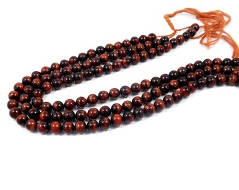 100% Natural Red Tiger's Eye Beads Strand, Loose Gemstone Beads, 6mm Beads, 13 Inches, Flash Smooth Beads, Gemstone Jewelry, Wholesale Lot