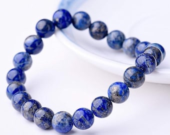 Lapis Lazuli Bracelet, Beads Gemstone, 8mm Round, Designer Stretch, Crystal Chakra, Glitter Rare Bracelet, Natural, Wholesale, Gift Jewelry
