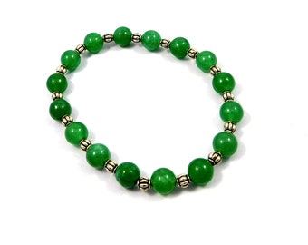 Green Aventurine Bracelet, 100% Natural Gemstone, 8mm Round, 925 Silver Plated, Healing Flash Rare Bracelet, Wholesale Lot, Gemstone Jewelry