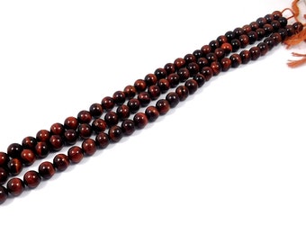 100% Natural Red Tiger's Eye Beads Strand, Loose Gemstone Beads, 8mm Beads, 15 Inches, Flash Smooth Beads, Gemstone Jewelry, Wholesale Lot