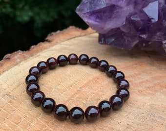 100% Natural Garnet Bracelet, 7+mm Beads Gemstone Bracelet, Healing Crystal Bracelet, Balance Flash Bracelet, Gemstone Jewelry Wholesale Lot