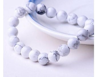 100% Natural Howlite Bracelet, 6mm,8mm Beads, Healing Crystal, Good Luck Bracelet, Glitter Rare Bracelet, Gemstone Jewellery, Wholesale Lot