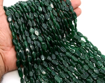 Green Aventurine Beads, 100% Natural Gemstone Beads, Oval Beads, 13 Inch Strand, Glitter Smooth Loose Beads, Wholesale Lot, Gemstone Jewelry