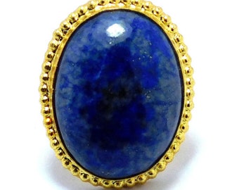 100% Natural Lapis Lazuli Rings, Gold Plated, Beautiful Lapis Lazuli, Lapis Ring Handmade Flash Ring Size US-6, 6.25, 7, 10 Gemstone Jewelry