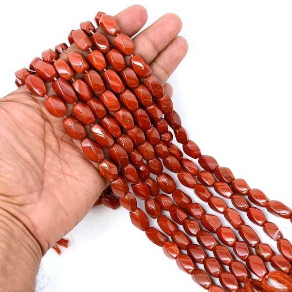 100% Natural Red Jasper Beads Strand, Loose Gemstone Beads, Twisted Tube Beads, 15 Inch, Flash Smooth Beads, Gemstone Jewelry, Wholesale Lot