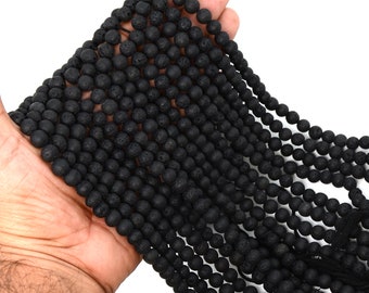 100% Natural Lava Beads Strand, Loose Gemstone Beads, 8mm Round Beads, 15 Inches, Flash Smooth Beads, Gemstone Jewelry, Wholesale Lot