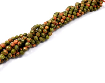 100% Natural Unakite Beads Strand, Loose Gemstone Beads, 8mm Round Beads, 15 Inches, Flash Smooth Beads, Gemstone Jewelry, Wholesale Lot