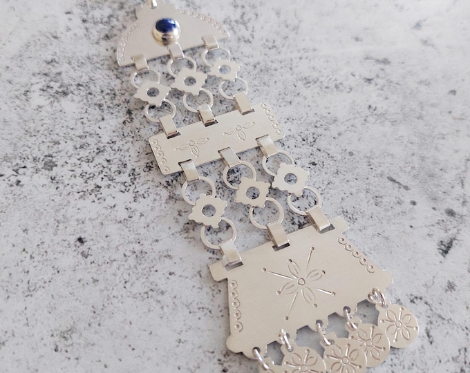 Mapuche Necklace with Kilkay Chain, Traditional Jewelry fused with modern jewelry