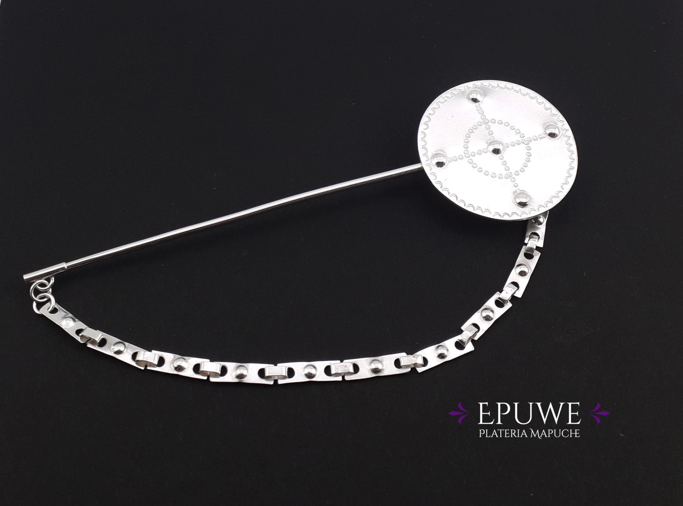 Mapuche TUPU Pin for Shawl. With Chain, Handmade in 950 Silver - Etsy