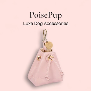 Luxe Echtes Echtleder Hunde Leckerli Tasche | Hand Free Pet Walking Training Beutel Tasche für Leckereien | Kotbeutelspender für Hunde - Hellrosa