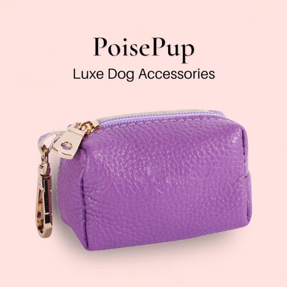 Leder Kotbeutelspender Für Hunde – 2-teilig, Rosa & Violett, Wasserabweisend, Für Spaziergänge