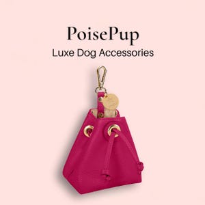 Luxe Echtleder Leckerli Tasche für Hunde und Welpen | Hand Free Pet Walking Training Beutel Tasche für Leckereien | Kotbeutelspender für Hunde - Pink