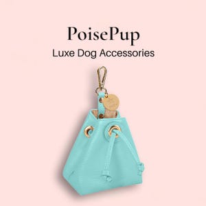 Luxe Echtleder Leckerli Tasche für Hunde und Welpen | Hand Free Pet Walking Training Beutel Tasche für Leckereien | Kotbeutelspender für Hunde - Blau