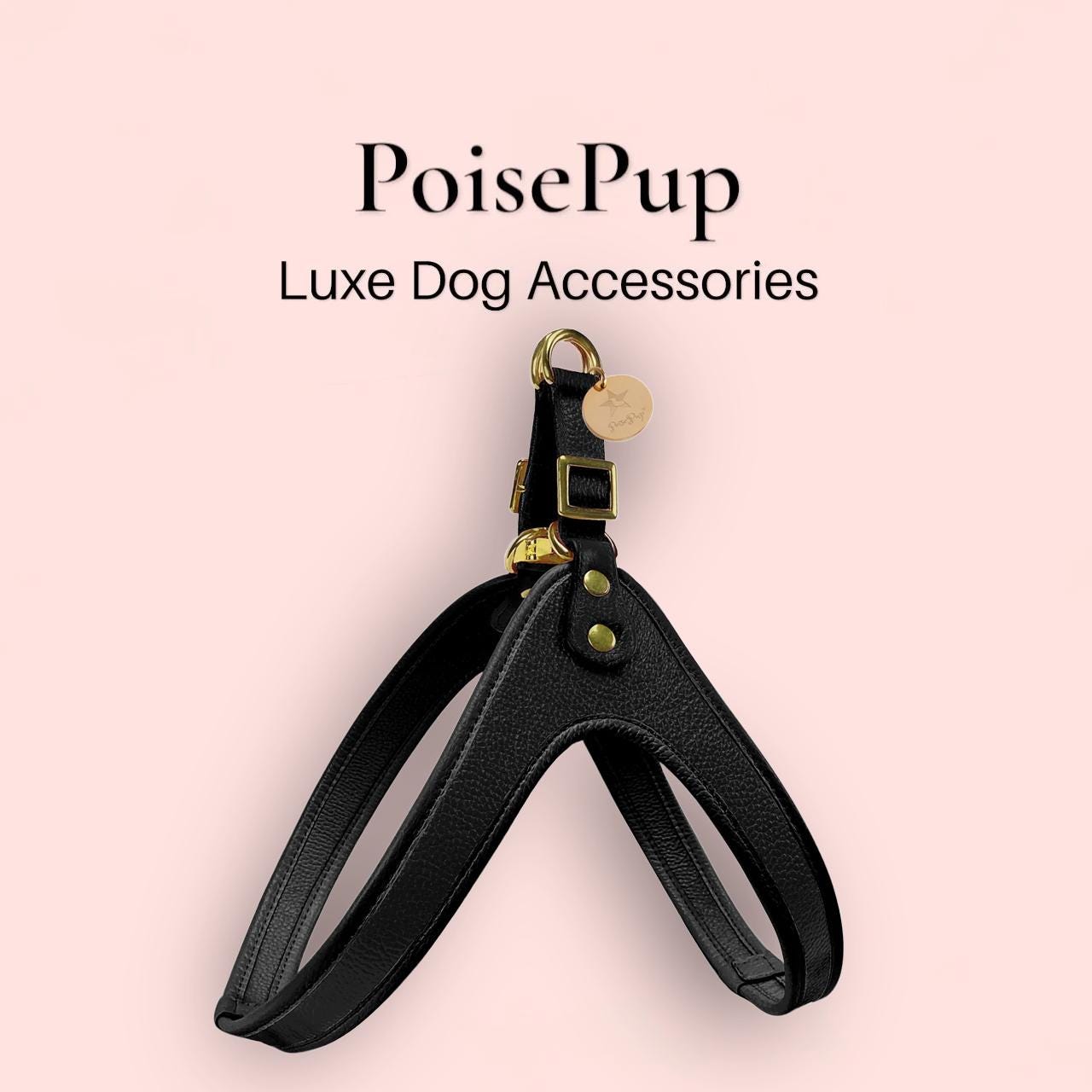High End Quality Dog Harness Handmade with Genuine Leather and Easy Release Buckle - Black