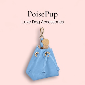 Luxe Echtleder Leckerli Tasche für Hunde und Welpen | Hand Free Pet Walking Training Beutel Tasche für Leckereien | Kotbeutelspender für Hunde - Blau