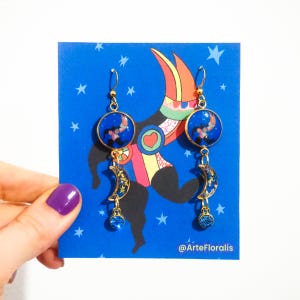 Pendientes Niki de Saint Phalle - Pendientes de flores secas - Joyería de pendientes de artista - Joyería feminista - Nana